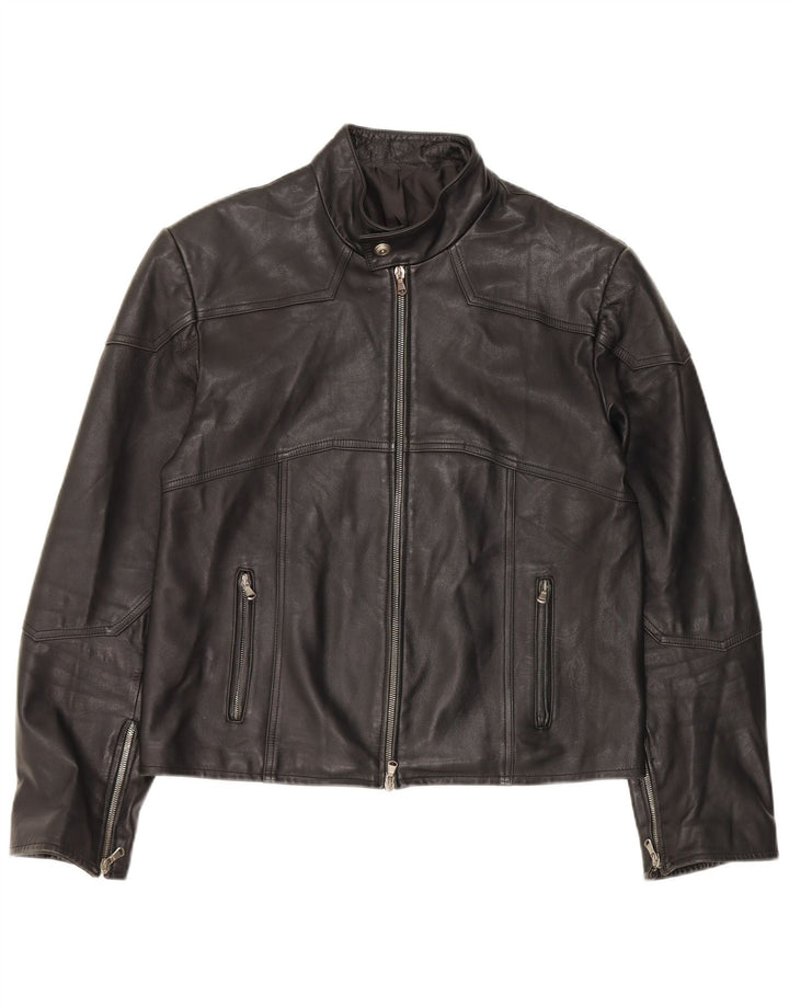 Vintage Womens Leather Jacket UK 14 Medium Black Leather