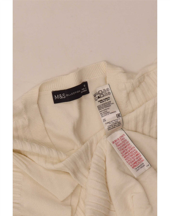 Marks & Spencer Womens T-Shirt Top UK 12 Medium Off White Viscose