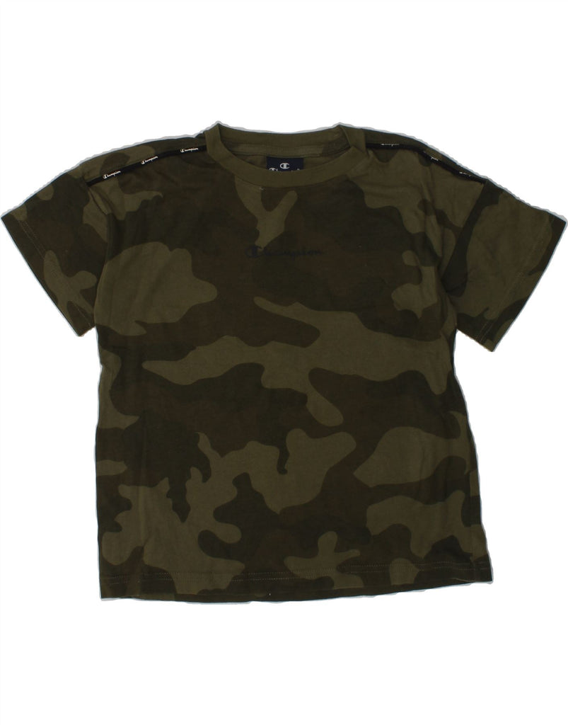 CHAMPION Boys Graphic T-Shirt Top 3-4 Years 2XS Khaki Camouflage | Vintage Champion | Thrift | Second-Hand Champion | Used Clothing | Messina Hembry 