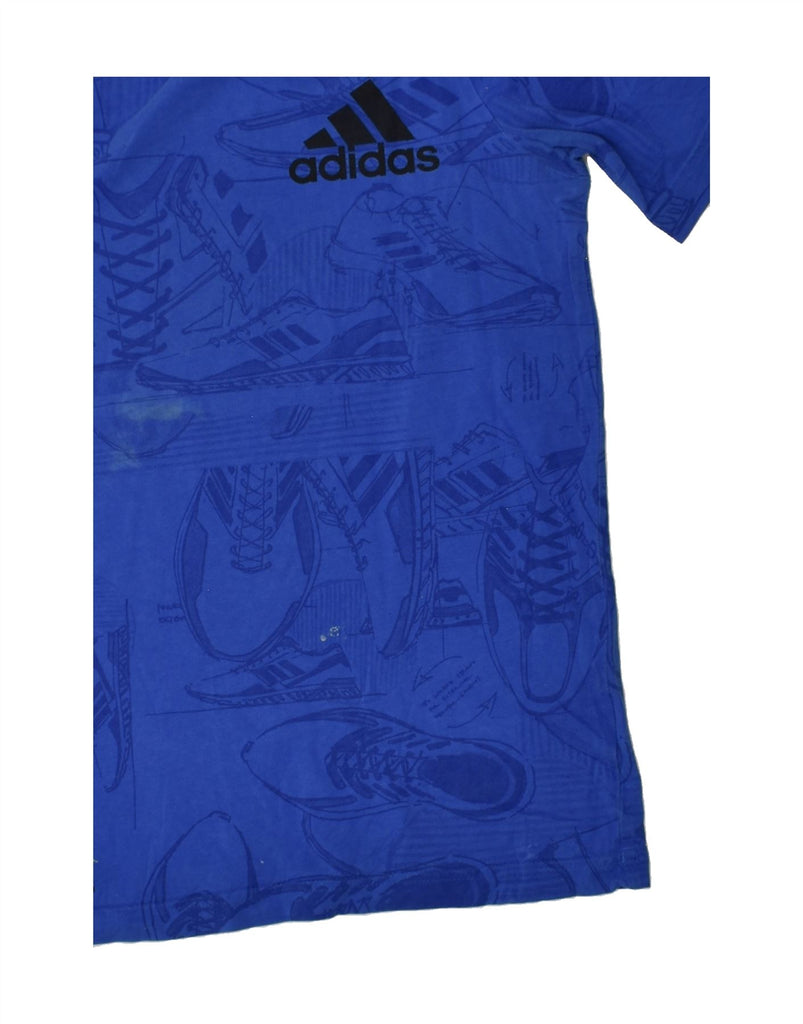 ADIDAS Boys Abstract Pattern Graphic T-Shirt Top 13-14 Years Blue Cotton | Vintage Adidas | Thrift | Second-Hand Adidas | Used Clothing | Messina Hembry 