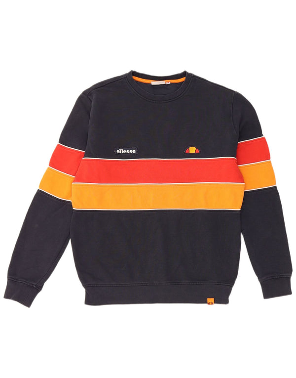 ELLESSE Mens Sweatshirt Jumper Small Navy Blue Colourblock Polyester