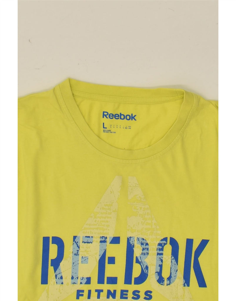 REEBOK Mens Graphic T-Shirt Top Large Yellow | Vintage Reebok | Thrift | Second-Hand Reebok | Used Clothing | Messina Hembry 