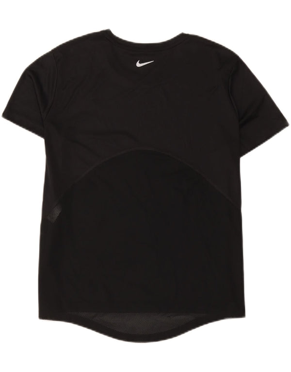 Nike Womens Dri Fit T-Shirt Top UK 14 Medium Black Polyester