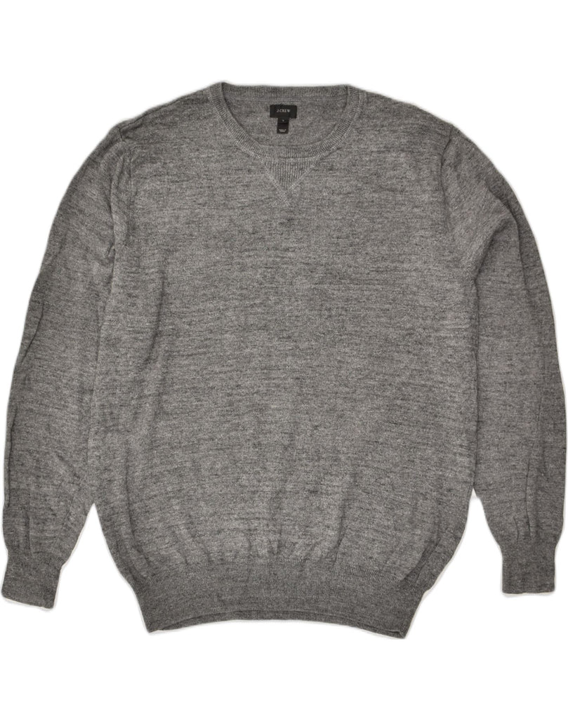 J. CREW Mens Crew Neck Jumper Sweater Large Grey Cotton | Vintage J. Crew | Thrift | Second-Hand J. Crew | Used Clothing | Messina Hembry 