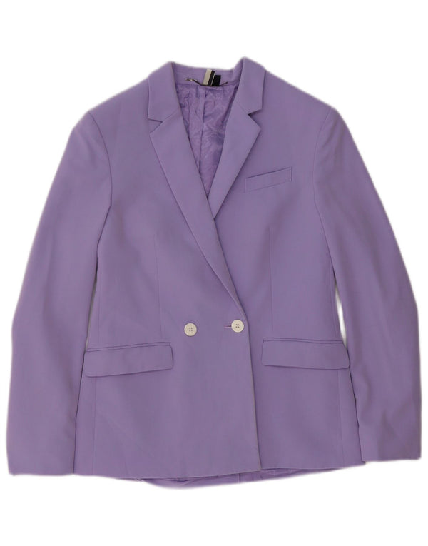 Topshop Womens Double Breasted Blazer Jacket UK 8 Small Purple Polyester