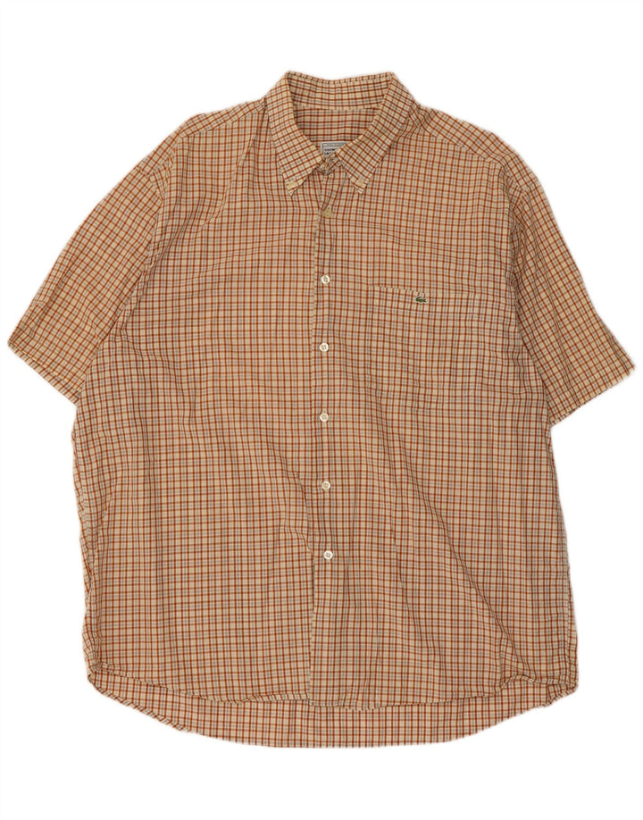 Lacoste Mens Short Sleeve Shirt 2XL Brown Check