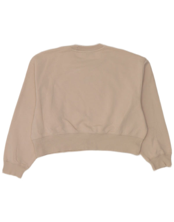 Adidas Womens Oversized Sweatshirt Jumper UK 8/10 Small Beige Cotton