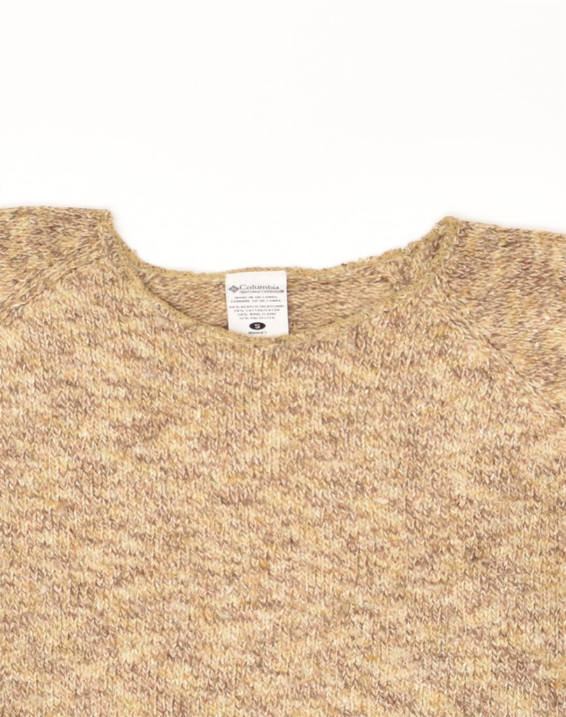 COLUMBIA Womens Boat Neck Jumper Sweater UK 10 Small Beige Flecked Cotton | Vintage Columbia | Thrift | Second-Hand Columbia | Used Clothing | Messina Hembry 