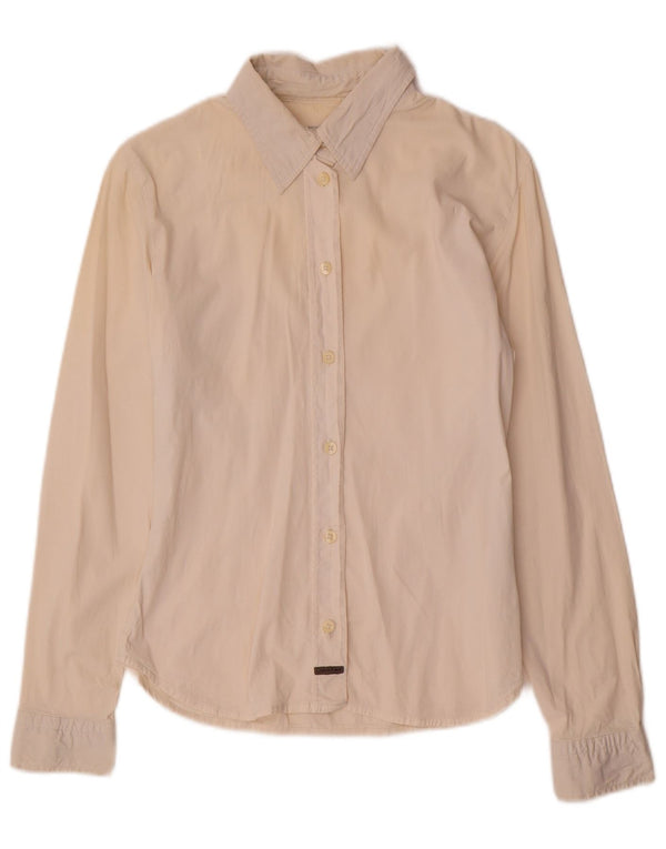 Calvin Klein Jeans Womens Shirt UK 14 Large Off White Cotton