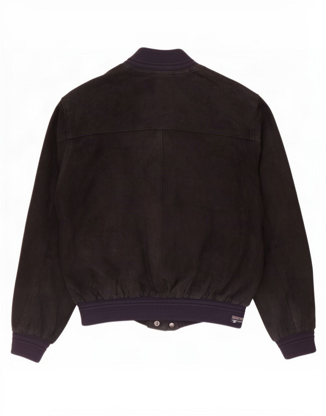 Orfatti Mens Suede Bomber Jacket IT 48 Medium Navy Blue Leather