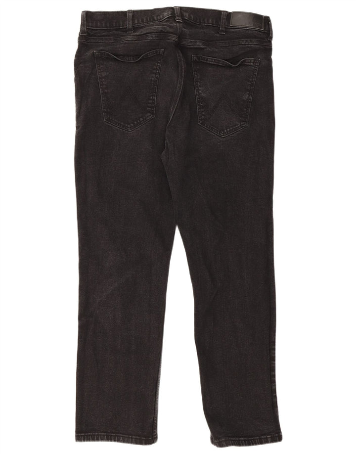 Wrangler Mens Regular Straight Jeans W38 L30 Black Cotton
