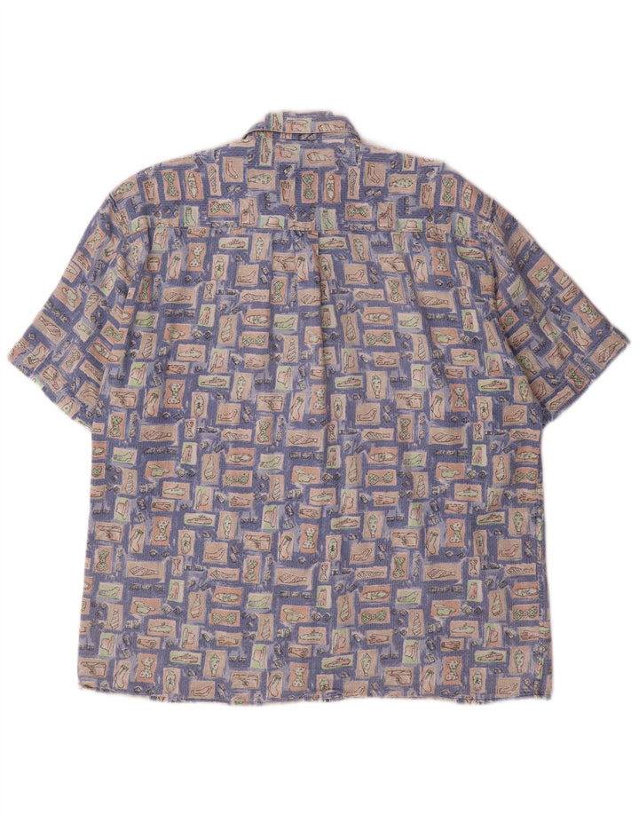 HATICO Mens Short Sleeve Shirt Large Blue Geometric