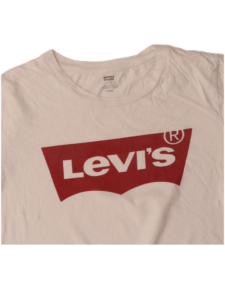LEVI'S Womens Graphic T-Shirt Top UK 14 Medium White Cotton