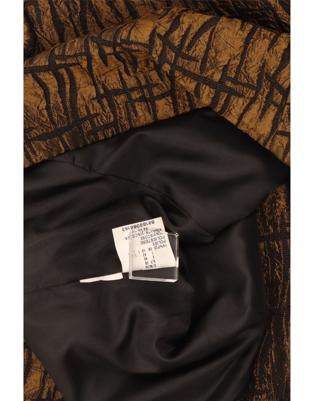 VINTAGE Womens 3/4 Sleeve Blazer Jacket UK 10 Small Brown Geometric