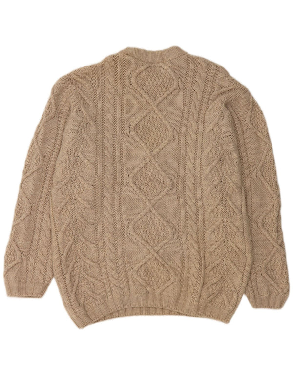 Marks & Spencer Mens Crew Neck Jumper Sweater Medium Beige New Wool