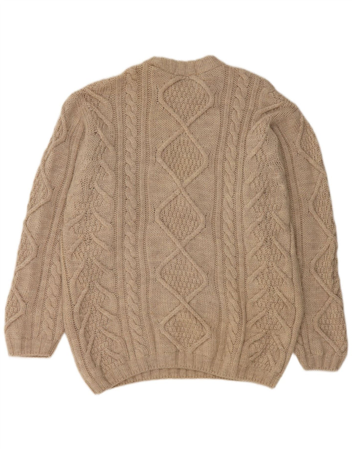 Marks & Spencer Mens Crew Neck Jumper Sweater Medium Beige New Wool