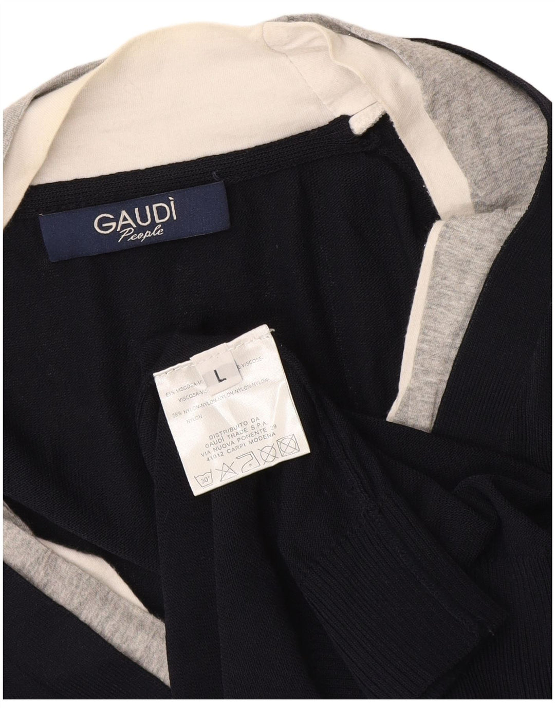 Gaudi Mens Cardigan Sweater Large Navy Blue Colourblock Viscose