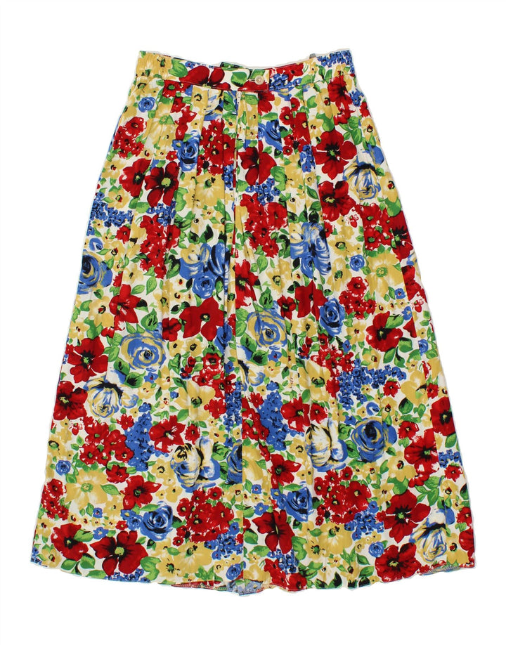 VINTAGE Womens Pleated Skirt EU 40 Medium W28 Multicoloured Floral Vintage Vintage and Second-Hand Vintage from Messina Hembry 