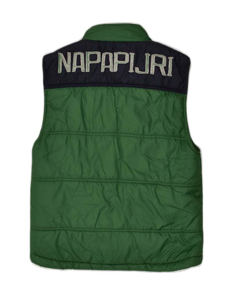 NAPAPIJRI Boys Graphic Padded Gilet 11-12 Years Green Colourblock | Vintage Napapijri | Thrift | Second-Hand Napapijri | Used Clothing | Messina Hembry 