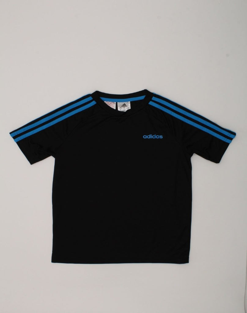 ADIDAS Boys T-Shirt Top 9-10 Years Black Polyester | Vintage Adidas | Thrift | Second-Hand Adidas | Used Clothing | Messina Hembry 