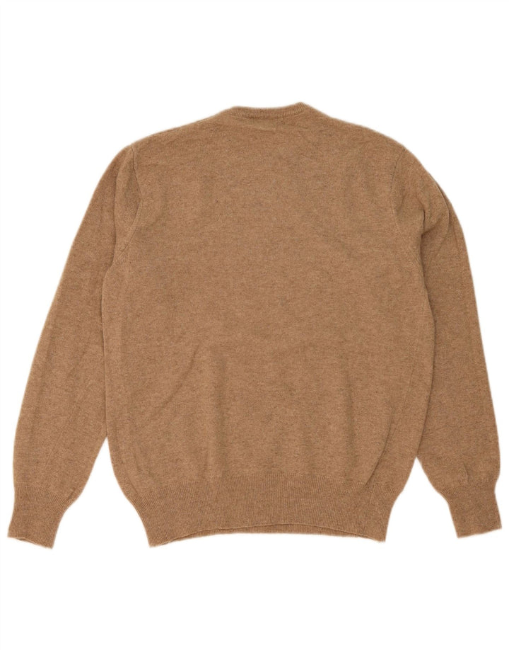 Kappa Mens Crew Neck Jumper Sweater Small Brown Lambswool