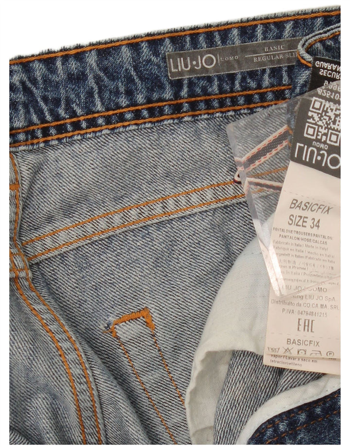 Liu Jo Mens Distressed Regular Slim Jeans W34 L32 Blue Cotton