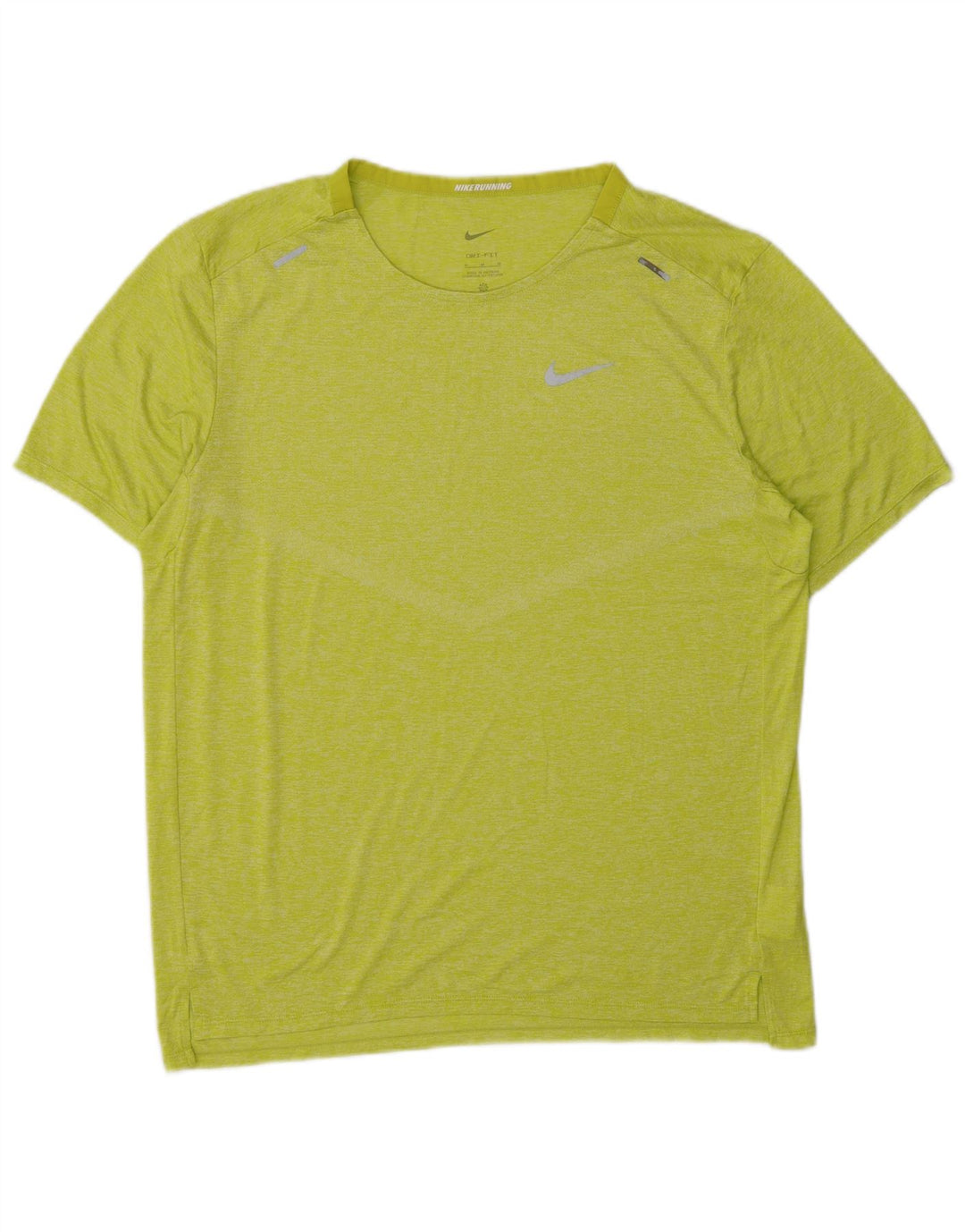 Nike Mens Running T-Shirt Top Medium Green Polyester Sports