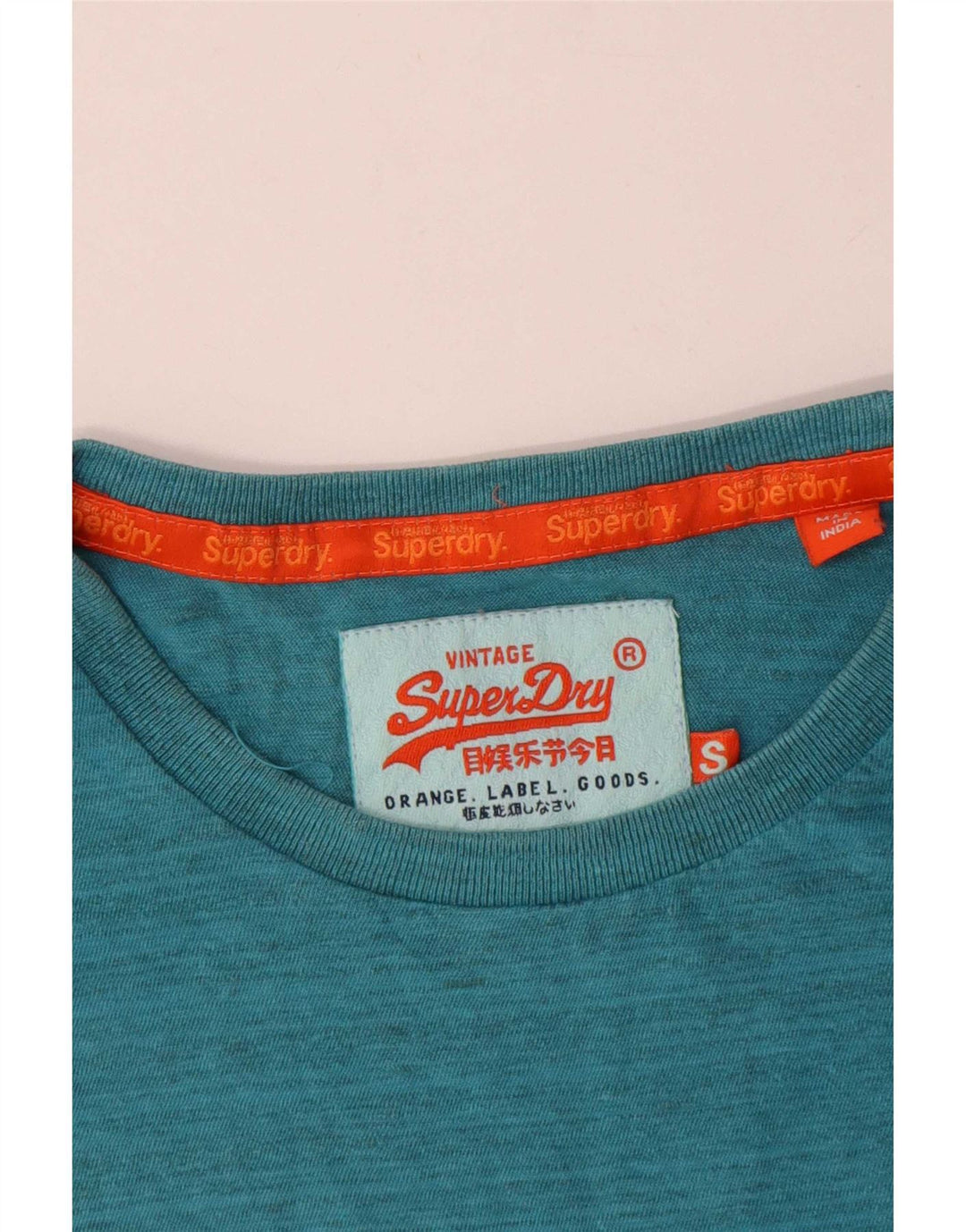 Superdry Mens T-Shirt Top Small Blue Pinstripe Cotton