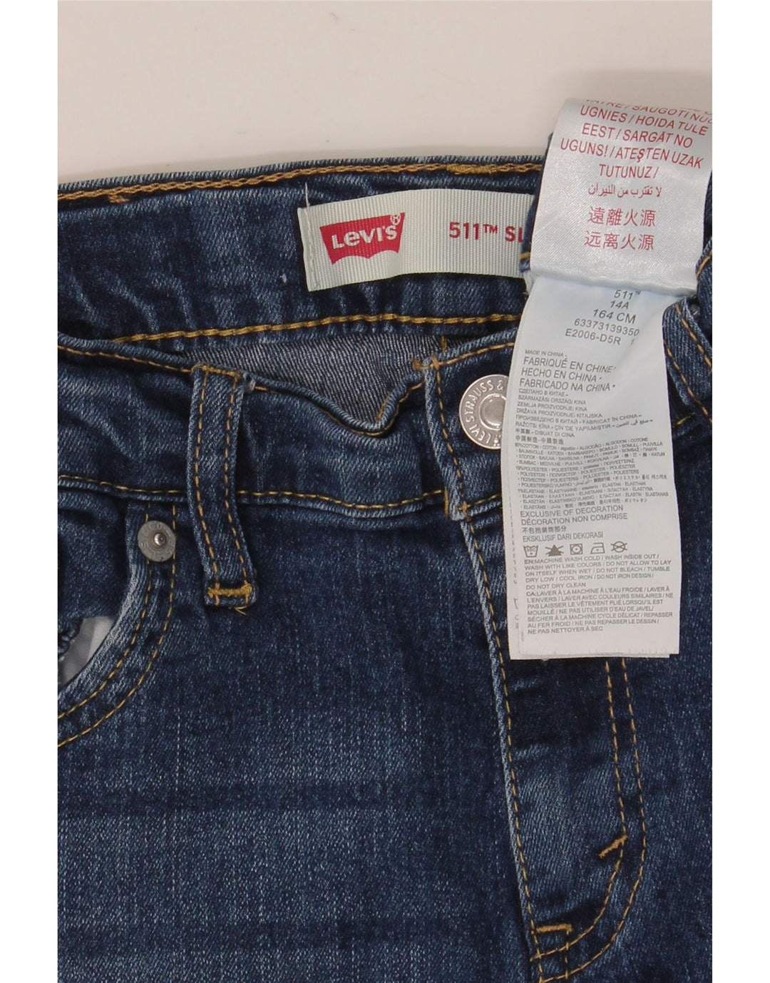 LEVI'S Boys 511 Slim Jeans 13-14 Years W28 L30 Blue Cotton