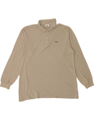 LACOSTE Mens Long Sleeve Polo Shirt Size 5 Large Beige Cotton