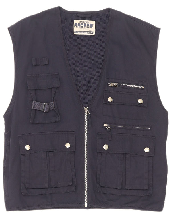 Master Mens Utility Gilet UK 42 XL Navy Blue Polyester