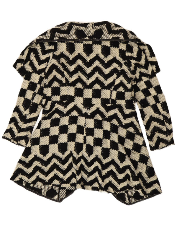 Oasis Womens Overcoat UK 16 Large Black Geometric Viscose