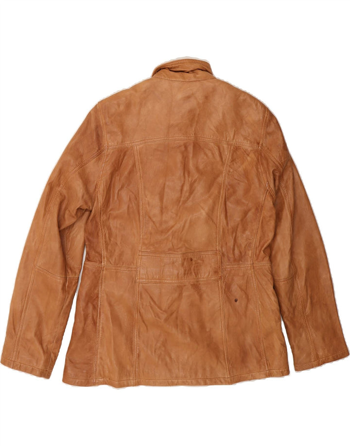 VINTAGE Womens Leather Jacket UK 14 Medium Beige Leather Vintage Vintage and Second-Hand Vintage from Messina Hembry 