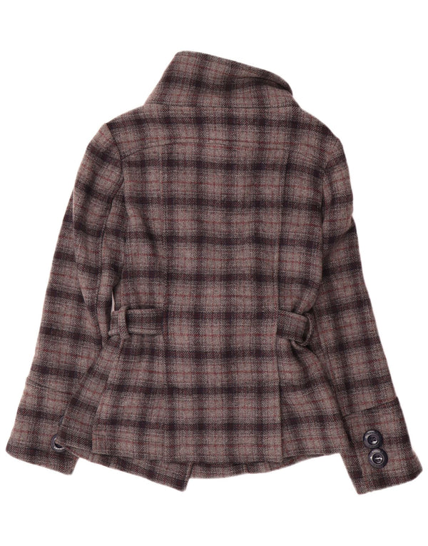 KOCCA Womens Pea Coat UK 10 Small Grey Check