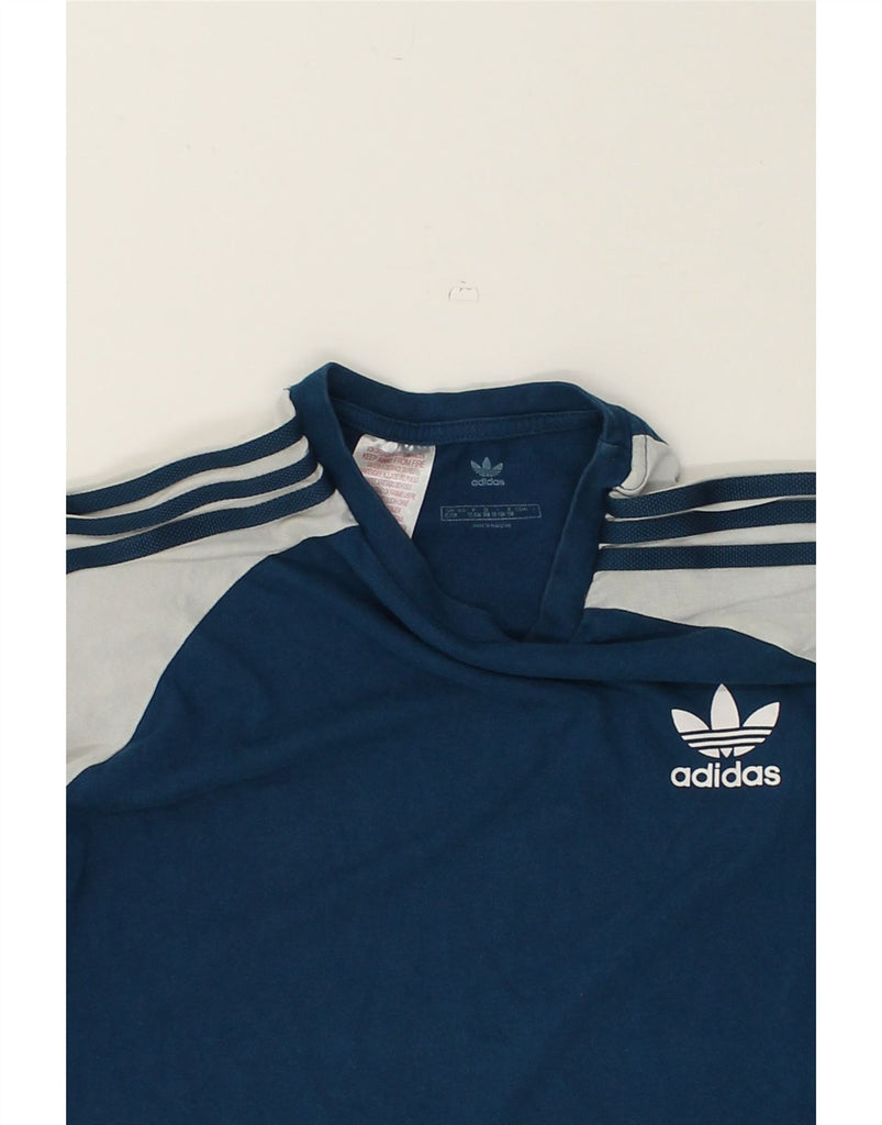 ADIDAS Boys Graphic T-Shirt Top 12-13 Years Blue Colourblock Cotton | Vintage Adidas | Thrift | Second-Hand Adidas | Used Clothing | Messina Hembry 