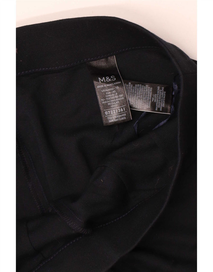 Marks & Spencer Womens Casual Trousers UK 12 Medium W30 L30 Navy Blue
