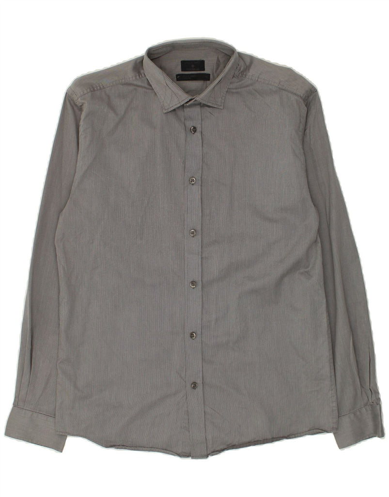 JACK & JONES Mens Premium Shirt Large Grey Cotton | Vintage Jack & Jones | Thrift | Second-Hand Jack & Jones | Used Clothing | Messina Hembry 