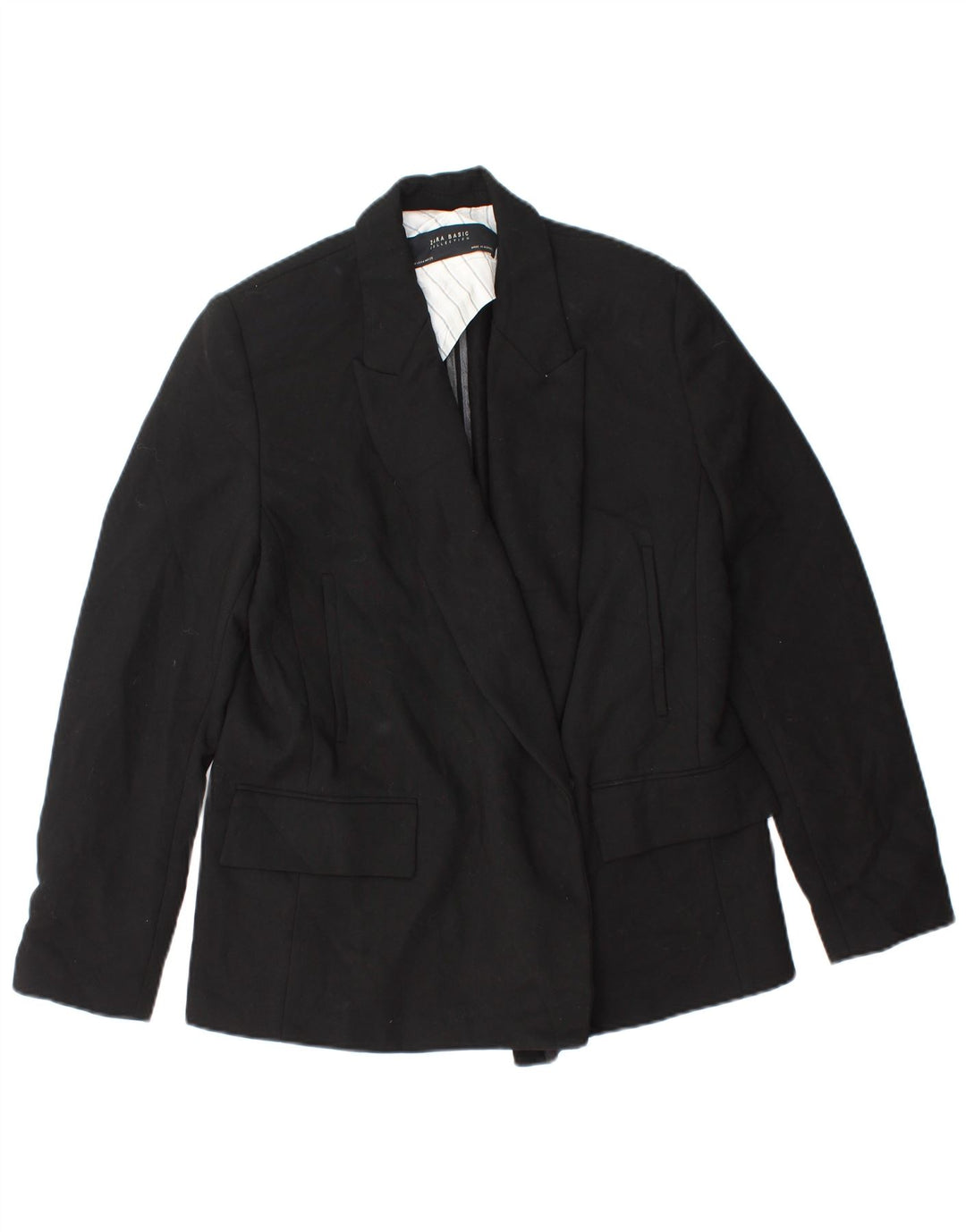 Zara Womens Blazer Jacket UK 14 Medium Black Polyester