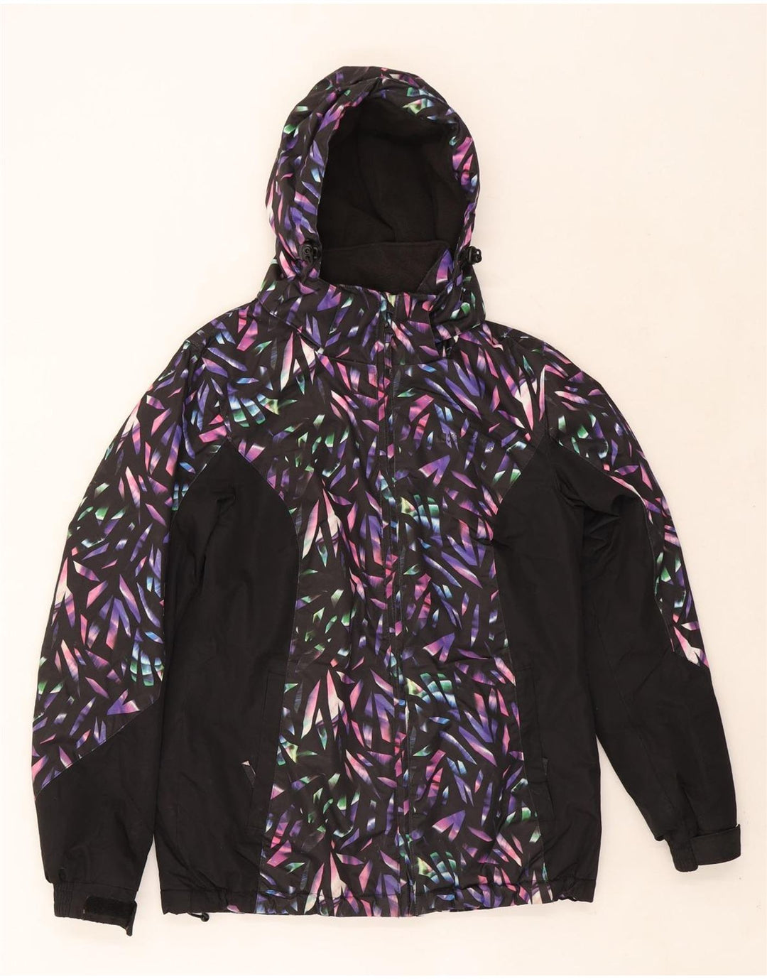 Mountain Warehouse Womens Hooded Ski Jacket UK 8 Small Black Geometric