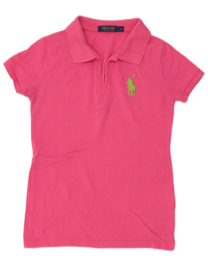 POLO RALPH LAUREN Womens Polo Shirt UK 6 XS Pink Cotton