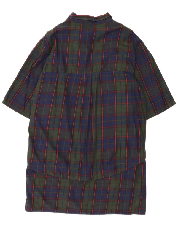 Zara Womens 3/4 Sleeve Pullover Shirt Dress UK 16 Large Navy Blue Check