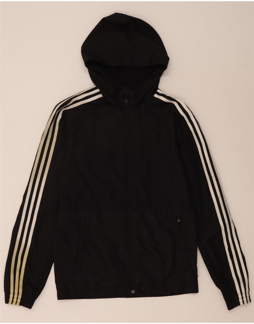ADIDAS Mens Hooded Rain Jacket UK 34 XS Black Polyester