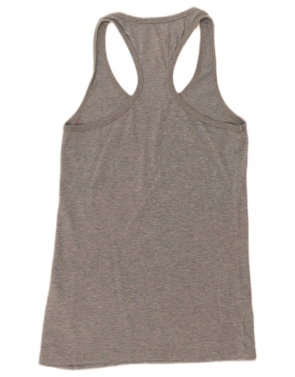 Nike Womens Slim Fit Graphic Vest Top UK 8/10 Small Grey Cotton