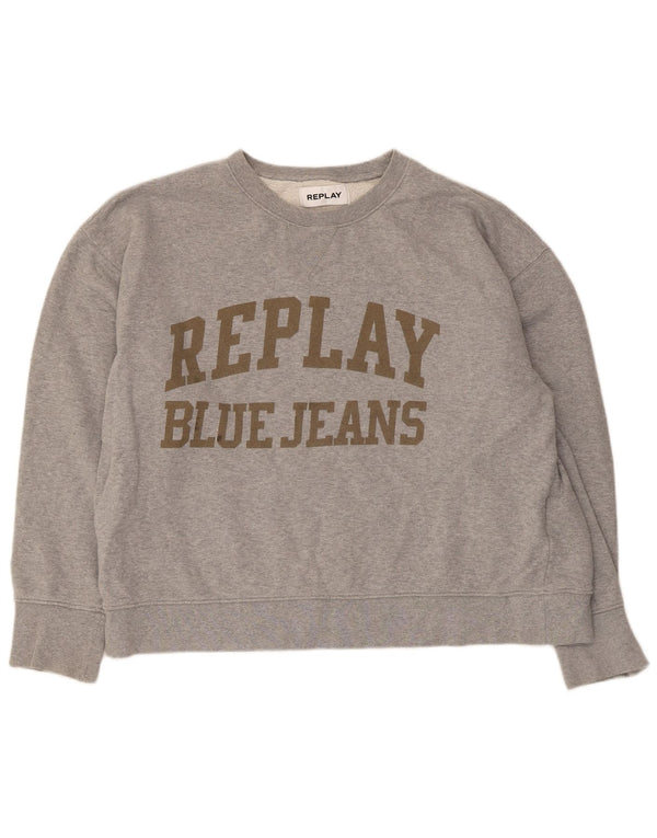Replay Womens Sweatshirt Jumper UK 22 3XL Grey Cotton