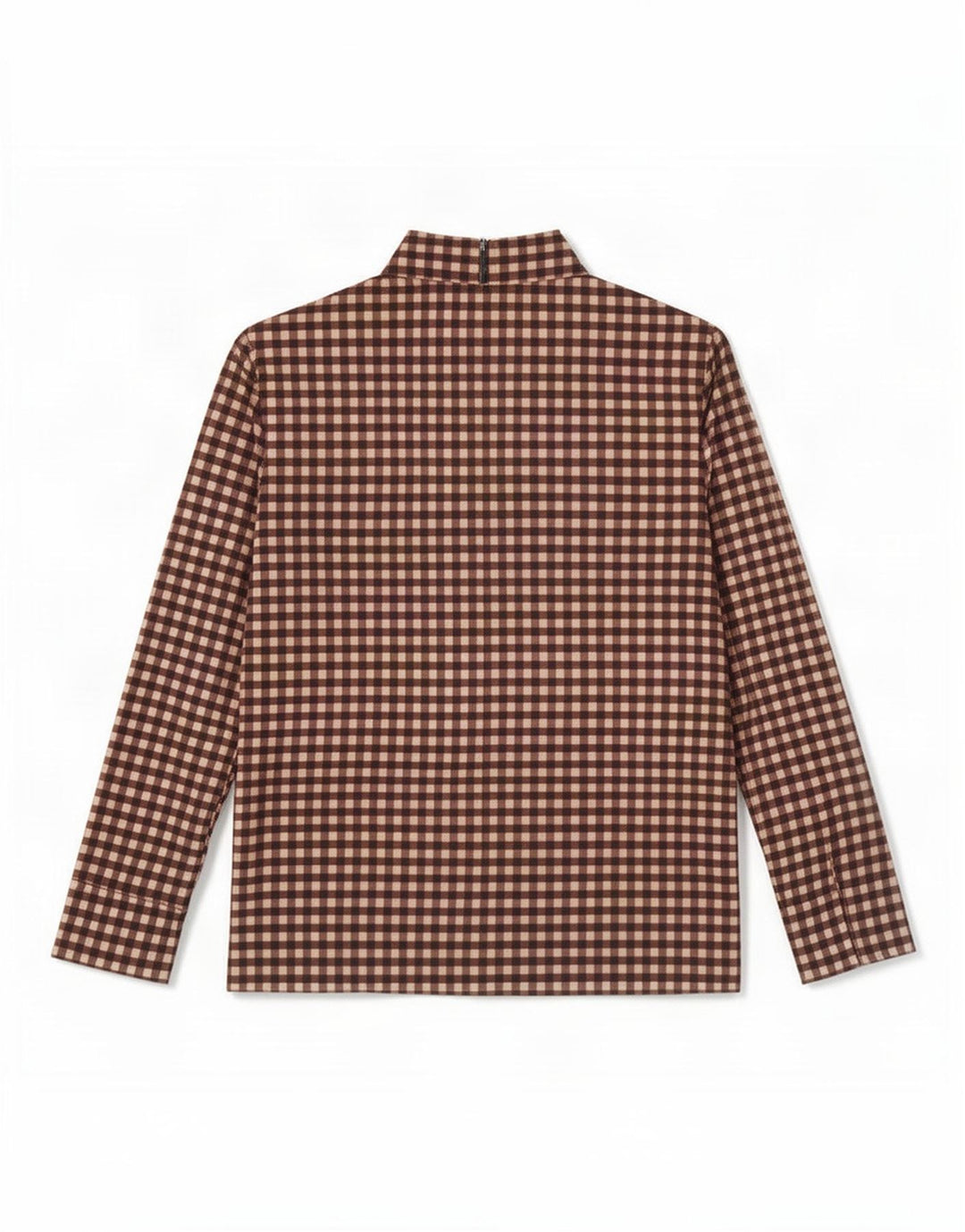 Cos Womens Long Sleeve Blouse Top UK 12 Medium Brown Gingham Cotton