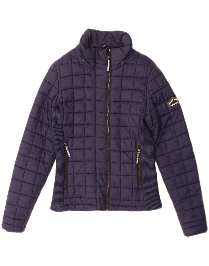 SUPERDRY Womens Padded Jacket UK 12 Medium Navy Blue Nylon