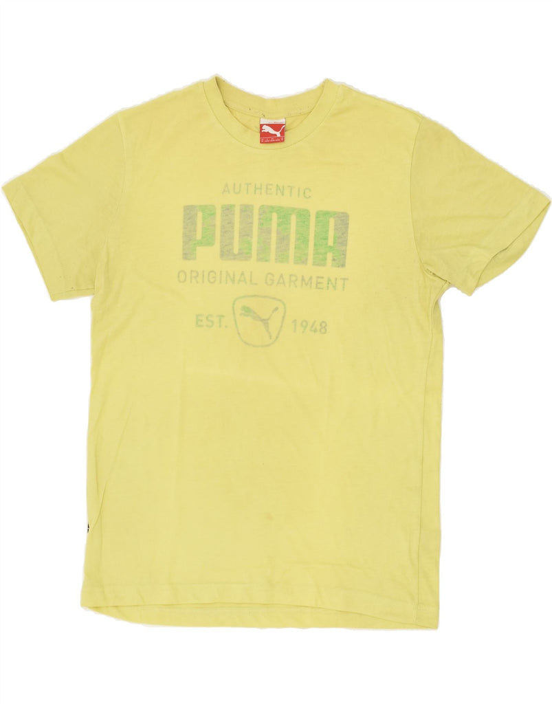 PUMA Mens Graphic T-Shirt Top Medium Yellow | Vintage Puma | Thrift | Second-Hand Puma | Used Clothing | Messina Hembry 