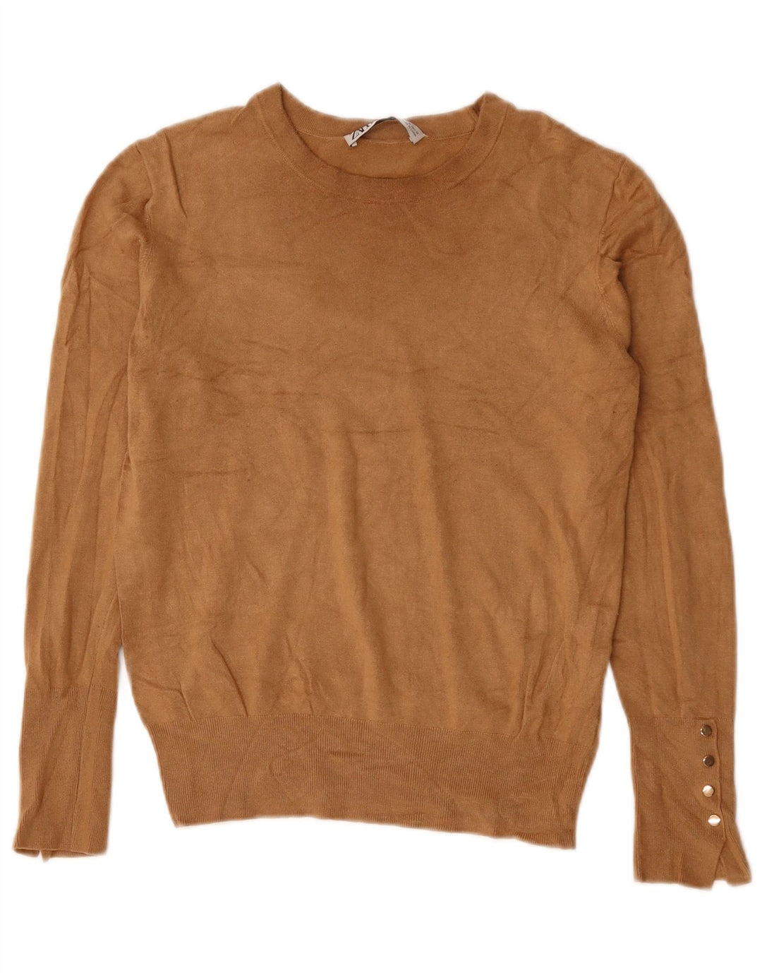 ZARA Womens Boat Neck Jumper Sweater UK 12 Medium Brown Viscose