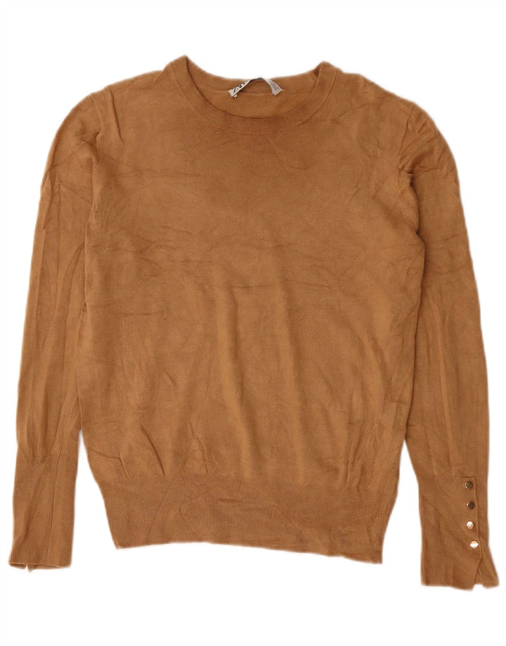 ZARA Womens Boat Neck Jumper Sweater UK 12 Medium Brown Viscose