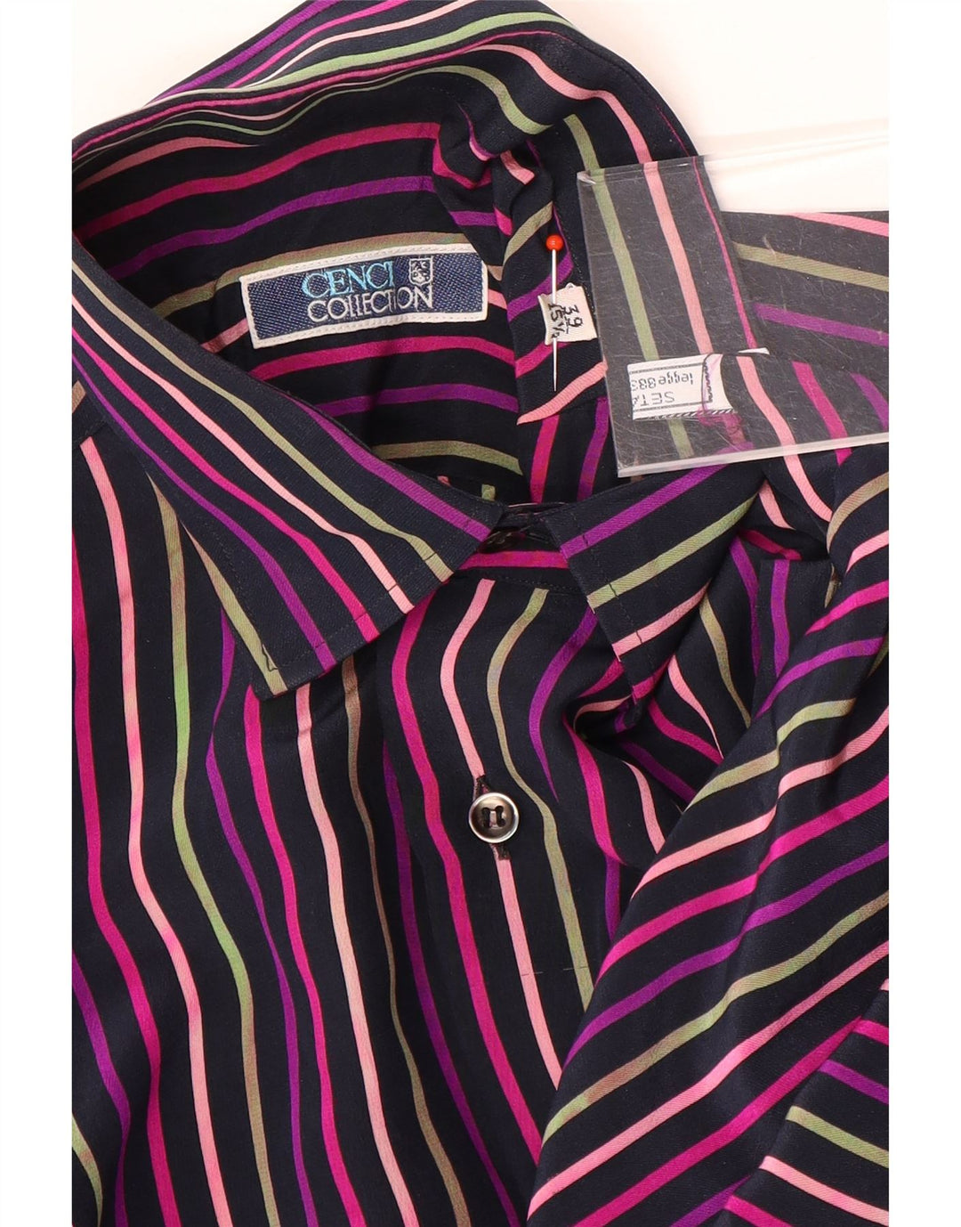 VINTAGE Mens Shirt Size 39 15 1/2 Medium Multicoloured Striped Silk
